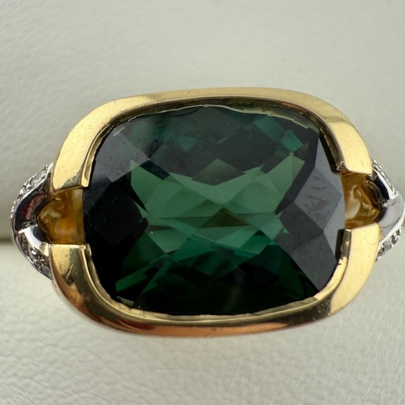 RARE Tiffany & Co. Tourmaline Cocktail Ring with Pave Diamond X Size 5.25 14g - Picture 11 of 13